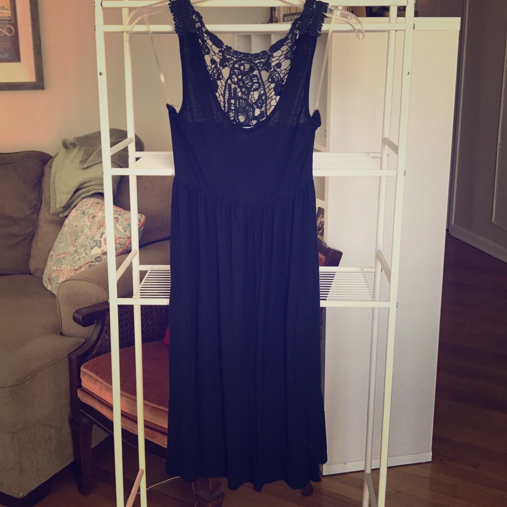 Navy summer dress with lace detail. Gently worn.